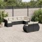 Preview: ARDEBO.de - 9-tlg. Garten-Sofagarnitur mit Kissen Schwarz Poly Rattan