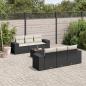 Preview: ARDEBO.de - 7-tlg. Garten-Sofagarnitur mit Kissen Schwarz Poly Rattan