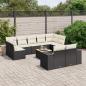 Preview: ARDEBO.de - 10-tlg. Garten-Sofagarnitur mit Kissen Schwarz Poly Rattan