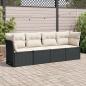 Preview: ARDEBO.de - 4-tlg. Garten-Sofagarnitur mit Kissen Schwarz Poly Rattan