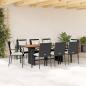 Preview: ARDEBO.de - 9-tlg. Garten-Essgruppe mit Kissen Schwarz Poly Rattan