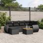 Preview: ARDEBO.de - 7-tlg. Garten-Sofagarnitur mit Kissen Schwarz Poly Rattan