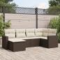 Preview: ARDEBO.de - 6-tlg. Garten-Sofagarnitur mit Kissen Braun Poly Rattan