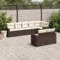 Preview: ARDEBO.de - 8-tlg. Garten-Sofagarnitur mit Kissen Braun Poly Rattan