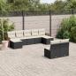 Preview: ARDEBO.de - 9-tlg. Garten-Sofagarnitur mit Kissen Schwarz Poly Rattan