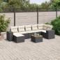 Preview: ARDEBO.de - 8-tlg. Garten-Sofagarnitur mit Kissen Schwarz Poly Rattan