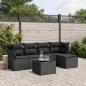 Preview: ARDEBO.de - 6-tlg. Garten-Sofagarnitur mit Kissen Schwarz Poly Rattan