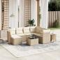 Preview: ARDEBO.de - 8-tlg. Garten-Sofagarnitur mit Kissen Beige Poly Rattan