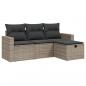 Preview: 4-tlg. Garten-Sofagarnitur mit Kissen Grau Poly Rattan