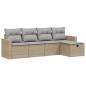 Preview: 5-tlg. Garten-Sofagarnitur mit Kissen Beige Poly Rattan