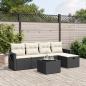 Preview: ARDEBO.de - 6-tlg. Garten-Sofagarnitur mit Kissen Schwarz Poly Rattan