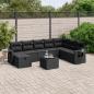 Preview: ARDEBO.de - 9-tlg. Garten-Sofagarnitur mit Kissen Schwarz Poly Rattan