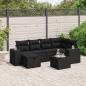 Preview: ARDEBO.de - 7-tlg. Garten-Sofagarnitur mit Kissen Schwarz Poly Rattan