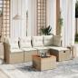 Preview: ARDEBO.de - 6-tlg. Garten-Sofagarnitur mit Kissen Beige Poly Rattan