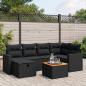 Preview: ARDEBO.de - 7-tlg. Garten-Sofagarnitur mit Kissen Schwarz Poly Rattan