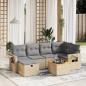 Preview: ARDEBO.de - 7-tlg. Garten-Sofagarnitur mit Kissen Beige Poly Rattan