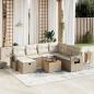 Preview: ARDEBO.de - 8-tlg. Garten-Sofagarnitur mit Kissen Beige Poly Rattan