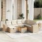 Preview: ARDEBO.de - 8-tlg. Garten-Sofagarnitur mit Kissen Beige Poly Rattan