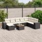 Preview: ARDEBO.de - 9-tlg. Garten-Sofagarnitur mit Kissen Schwarz Poly Rattan