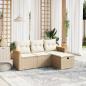 Preview: ARDEBO.de - 4-tlg. Garten-Sofagarnitur mit Kissen Beige Poly Rattan