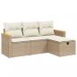 Preview: 4-tlg. Garten-Sofagarnitur mit Kissen Beige Poly Rattan