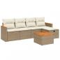 Preview: 6-tlg. Garten-Sofagarnitur mit Kissen Beige Poly Rattan