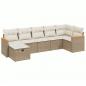 Preview: 7-tlg. Garten-Sofagarnitur mit Kissen Beige Poly Rattan