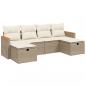 Preview: ARDEBO.de - 6-tlg. Garten-Sofagarnitur mit Kissen Beige Poly Rattan