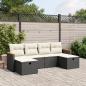 Preview: ARDEBO.de - 6-tlg. Garten-Sofagarnitur mit Kissen Schwarz Poly Rattan