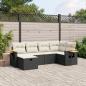 Preview: ARDEBO.de - 6-tlg. Garten-Sofagarnitur mit Kissen Schwarz Poly Rattan