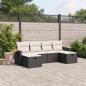 Preview: ARDEBO.de - 6-tlg. Garten-Sofagarnitur mit Kissen Schwarz Poly Rattan