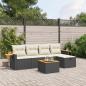 Preview: ARDEBO.de - 6-tlg. Garten-Sofagarnitur mit Kissen Schwarz Poly Rattan