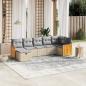 Preview: ARDEBO.de - 7-tlg. Garten-Sofagarnitur mit Kissen Beige Poly Rattan