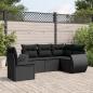 Preview: ARDEBO.de - 5-tlg. Garten-Sofagarnitur mit Kissen Schwarz Poly Rattan