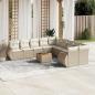 Preview: ARDEBO.de - 11-tlg. Garten-Sofagarnitur mit Kissen Beige Poly Rattan