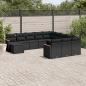 Preview: ARDEBO.de - 12-tlg. Garten-Sofagarnitur mit Kissen Schwarz Poly Rattan