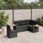 Preview: ARDEBO.de - 5-tlg. Garten-Sofagarnitur mit Kissen Schwarz Poly Rattan