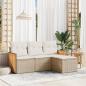 Preview: ARDEBO.de - 4-tlg. Garten-Sofagarnitur mit Kissen Beige Poly Rattan