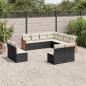 Preview: ARDEBO.de - 11-tlg. Garten-Sofagarnitur mit Kissen Schwarz Poly Rattan