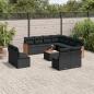 Preview: ARDEBO.de - 12-tlg. Garten-Sofagarnitur mit Kissen Schwarz Poly Rattan