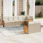 Preview: ARDEBO.de - 8-tlg. Garten-Sofagarnitur mit Kissen Beige Poly Rattan