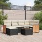 Preview: ARDEBO.de - 7-tlg. Garten-Sofagarnitur mit Kissen Schwarz Poly Rattan