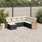 Preview: ARDEBO.de - 7-tlg. Garten-Sofagarnitur mit Kissen Schwarz Poly Rattan