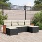 Preview: ARDEBO.de - 6-tlg. Garten-Sofagarnitur mit Kissen Schwarz Poly Rattan