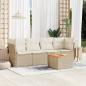 Preview: ARDEBO.de - 5-tlg. Garten-Sofagarnitur mit Kissen Beige Poly Rattan