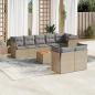 Preview: ARDEBO.de - 9-tlg. Garten-Sofagarnitur mit Kissen Beige Poly Rattan