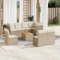 Preview: ARDEBO.de - 9-tlg. Garten-Sofagarnitur mit Kissen Beige Poly Rattan