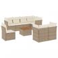 Preview: 9-tlg. Garten-Sofagarnitur mit Kissen Beige Poly Rattan