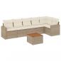 Preview: 7-tlg. Garten-Sofagarnitur mit Kissen Beige Poly Rattan