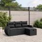 Preview: ARDEBO.de - 4-tlg. Garten-Sofagarnitur mit Kissen Schwarz Poly Rattan